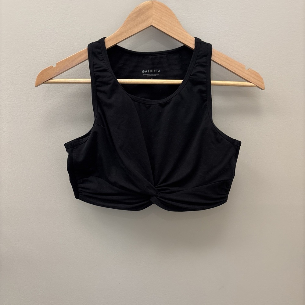 Athleta Conscious Crop Tank Top Sports Bra Womens Sz M Black Athleisure Sporty